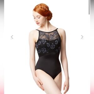Lulli Elegant Black Floral Lace Leotard or Bodysuit